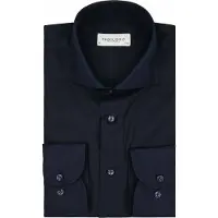 Profuomo Slim Fit Overhemd donkerblauw, Effen