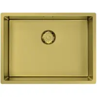 Pure.Sink Keukenwastafel 55x40 cm, PVD goud, onderbouwmodel, plat model, serie