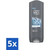 Dove 5 x Douchegel Men+ Care Clean Comfort 250 ml - Douchegel - Fris - Energieke Geur - Hydraterende Douchegel - Zachte Huid