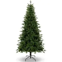 Famanu – Kunstkerstboom van 1,5 m met realistische PE-bladeren, 386 natuurlijk uitziende takken, scharnierende takken en metalen standaard