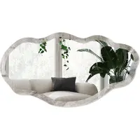 Wallfluent Steenstructuur Spiegel - Grijs Strakke Rechthoekige Spiegel - Organische Spiegel - Woonkamer, Kantoor, Slaapkamer - Klassiek - 45x90 cm - Totale afmeting 52x97 cm