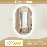 Costway SureDeal - Wandspiegel - Verlichte Badkamerspiegel - Achtergrondverlichting - 80x50 cm - Zilver