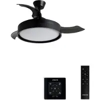 Create - Stille plafondventilator 40W (Ø107cm) met intrekbare bladen en LED-licht - Controller voor wandmontage + Afstandsbediening - WIND CLEAR EDGE