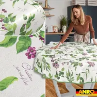 ANRO Tafelkleed Lavendel Groen Rond Ø120cm Met sierband Afwasbaar Waterafstotend Binnen & Buiten