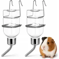 VHV - Drinkfles konijn - Knaagbestendige drinkfles voor knaagdieren - Druppelvrije hangende waterdispenser - Voor hamster, cavia, fret en konijn - Set van 2 - 25cm - Transparant