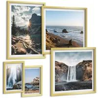 Tulup 5-Delige Schilderij Set - Natuurlandschappen met watervallen en pittoreske stranden - 50 x 50 cm, 20 x 30 cm en 40 x 60 cm - Stijlvolle Muurdecoratie - Kantoor - Moderne Wanddecoratie