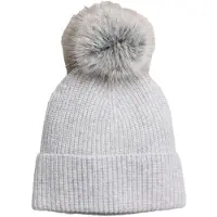 Next - Dames - N. Premium gebreide kasjmier muts met pompon - Grijs