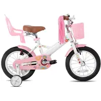 Happiq Kinderfiets – Voor meisjes 2–7 jaar – Met poppenfietszadel, streamers, vlag en nummerplaat – Pink2-12 Inch