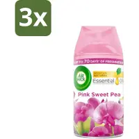 Air Wick 3 x - Luchtverfrisser Navulling - Essentiële Oliën - Pink Sweet Pea - Automatische Spray - 250 ml - Luchtverfrisser - Navulling - Essentiële Oliën - Geur - Pink Sweet Pea