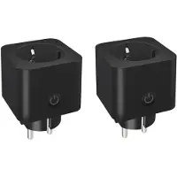 LEDVION - 2x Slimme Stekker WiFi - Smart Plug - 16A - Energiemeter - Werkt met Alexa, Google Home & Siri - Zwart