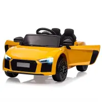 Happiq 12V Elektrische Kinderauto - voor kinderen van 3-8 jaar buitenshuis - Geel