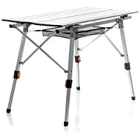 Famanu – Opvouwbare campingtafel in zilvergrijs, 90 x 53 cm, multifunctionele klaptafel van aluminium, max. 30 kg