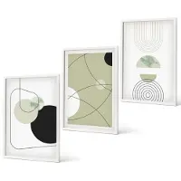 Coloray 3-Delige Schilderij Set - Abstracte vormen in ingetogen kleuren - 40x60 - Wanddecoratie - Moderne Interieurdecoratie - Moderne Wanddecoratie