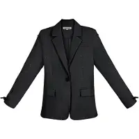 Gimme Gepolijste Polyester Vrouwenjas Set met Unieke Vetervoorziening - Zwart - Maat S