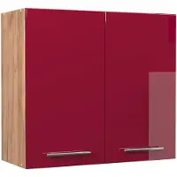 Vicco Hangkast Fame-Line, Bordeauxrode hoogglans/Goudkleurig Eiken, 80 cm