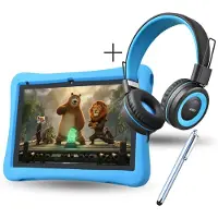 WISEQ Kindertablet + Kinderkoptelefoon - Kinder Tablet 10 Inch vanaf 3 jaar - Android 16 met Ouderlijk Toezicht - Tablet Kinderen - 6000 mAh Batterij - 160GB Kids Tablet