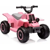 Happiq Elektrische Kinder Quad - Met LED, Muziek en Startknop - voor kinderen vanaf 3 jaar - Roze 6V - Rozerood
