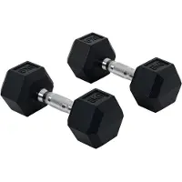 Happiq Hexagon Dumbbell Set 2x8 kg – Gietijzeren Korte Halters met Antislip Grip – Zwart