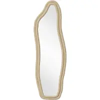 Happiq Staande Spiegel 160 x 50 Cm - Golvend Full - Wit Fluweel Rand - Length met en Ophangfunctie - voor Slaapkamer of Woonkamer