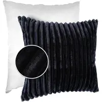 ANRO Sierkussen Zwartblauw 60x60cm – Ribfluweel Kussen Inclusief Vulling Bank Woonkamer Slaapkamer