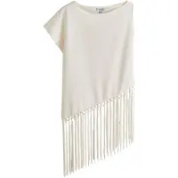 Next - Dames - Mouwloze asymmetrische top met franjes en kwastjes - Crème