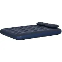 Merax Tweepersoons Luchtbed Met Handpomp - Opblaasbaar Logeerbed Met 2 Kussens - Camping Luchtmatras - Blauw - 203 x 152 x 22 cm