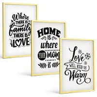 Tulup 4-Delige Schilderij Set - Familie, liefde, thuis, warmte in eenvoudige slogans - 40 x 60 cm - Wanddecoratie - Moderne Interieurdecoratie