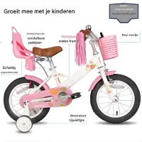 Happiq Kinderfiets – Voor meisjes 2–7 jaar – Met poppenfietszadel, streamers, vlag en nummerplaat – Black-12 Inch