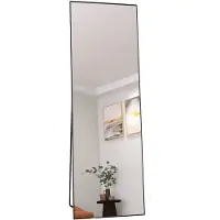 Happiq Staande Spiegel 162 x 53 Cm - Volledige Lengte, Gebogen Design, HD Spiegel met - Zwart Staande Spiegel, Modern Design