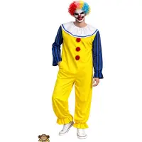 Partychimp 2-Delig Scary Clown Jumpsuit/Pruik Horrorfilm kostuum volwassenen Verkleedkleren Volwassenen Carnavalskleding Halloween - Polyester - Plastic - Multicolour- Maat L