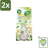 Air Wick - Luchtverfrisser Navulling - Essentiële Oliën - Freesia & Jasmijn - Elektrische Geurverspreider - 20 ml - Voordeelverpakking - 2 stuks - Geurverspreider - Freesia en Jasmijn Geur