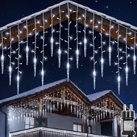 ROSNEK 3,5 meter, 96 LED-ijspegellampjes, witte kleur. Waterdichte lichtgordijn voor binnen- en buitengebruik, geschikt voor feesten, tuinieren, kerstdecoratie