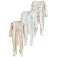 Next - Jongens - Set van 3 babypyjama's met tweewegritssluiting - Crème