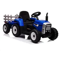 Happiq Elektrische tractor - 7 LED-koplampen, MP3-speler - 7 LED-koplampen, MP3-speler, Blauw, 12V Accu