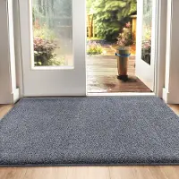 Famanu – Antislip deurmat van 50 x 80 cm, super absorberend entreetapijt, machinewasbaar, grijs-blauw