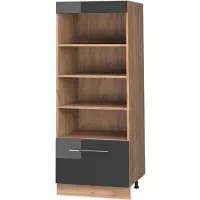 Vicco Keukenrek Fame-Line, Antraciet Hoogglans/Goudkleurig Eiken, 60 cm