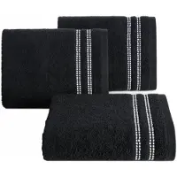 Eurofirany Zwarte Katoenen Badstof Handdoek met Decoratieve Rand 50x90 cm