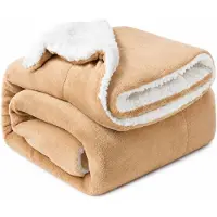 Ceruzo Sherpa Fleece Deken 150x200 cm - Zand Beige - Zachte Plaid - Wasbaar 30°C