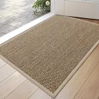 Famanu – Deurmat 43 x 76 cm, antislip vuilopvangende deurmat voor binnen met rubberen achterkant, onopvallende entreemat in beige