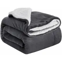 Ceruzo Sherpa Fleece Deken 150x200 cm - Donker Warm Grijs - Zachte Plaid - Wasbaar 30°C