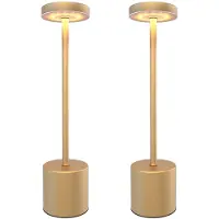 LEDVION - 2x Oplaadbare Tafellamp Luna - LED - Goud - Dimbaar - IP20 - USB