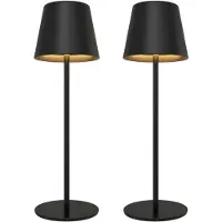 LEDVION – 2x Oplaadbare Tafellamp Nyra – LED - Zwart– Dimbaar – IP54 – USB