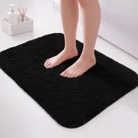 Famanu – Antislip badmat van super absorberende microvezel, zacht en pluizig, machinewasbaar, 60 x 40 cm, kleur zwart