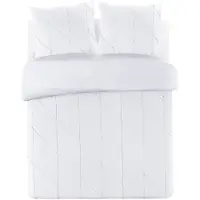 Padiro dekbedovertrek 155 x 220 cm - Katoensatijn - Wit - decoratieve stiksels - Met 1 kussensloop 80 x 80 cm - 2-delig voor 1 persoon