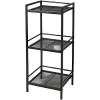 Happiq Opbergrek met 3 Planken - Ruimtebesparend Hoekrek Organisatie - voor badkamer en wasruimte - Zwart Carbonstaal - Wit