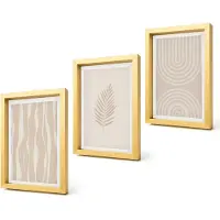 Coloray 4-Delige Schilderij Set - Patronen in beigetinten met plantmotieven - 20 x 30 cm - Stijlvolle Muurdecoratie - Slaapkamer