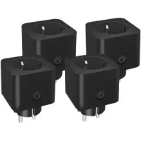 LEDVION - 4x Slimme Stekker WiFi - Smart Plug - 16A - Energiemeter - Werkt met Alexa, Google Home & Siri - Zwart