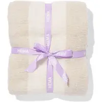 HEMA Plaid 130x150cm wollook strepen beige (beige)