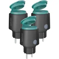 LEDVION - 3x Smart Buitenstekker - 50m Bereik - WiFi Stopcontact Incl. Ingebouwde WiFi Energiemeter - IP44 - Stembediening/ Calex Smart App