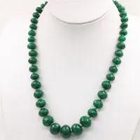 MaxPower 2023 8-20mm Natürliche Dunkelgrüne Jade Chalcedon Perlen Halskette Facettierte Frauen Mädchen Stein Diy Mode Schmuck